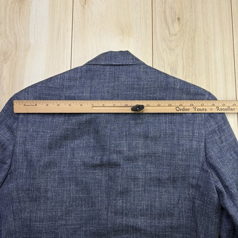 Joseph Abboud Indigo Blue E.THOMAS Wool Silk Linen Chambray Blue Blazer Mens 40R - Picture 9 of 11